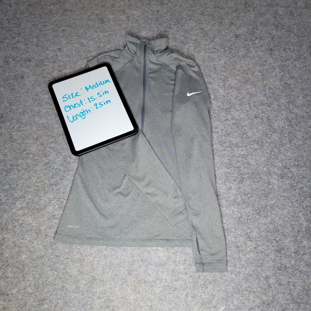 Nike Pro‎ Women's Medium Gray Dri-FIT Half Zip Pullover Long Sleeve Top